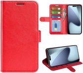 MobyDefend Hoesje - Geschikt voor iPhone 17 - Wallet Book Case (Sluiting Achterkant) - Rood