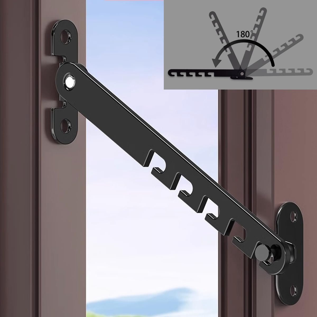 2 Stuks Raamvastzetter en Deurvastzetter - Raambegrenzer - Vensterslot - Raambeveiliging - Raamkantelregelaar voor Het Aanpassen van de Raamopening - voor Elk Raam - met Bevestigingsmateriaal - Zwart thumbnail 3