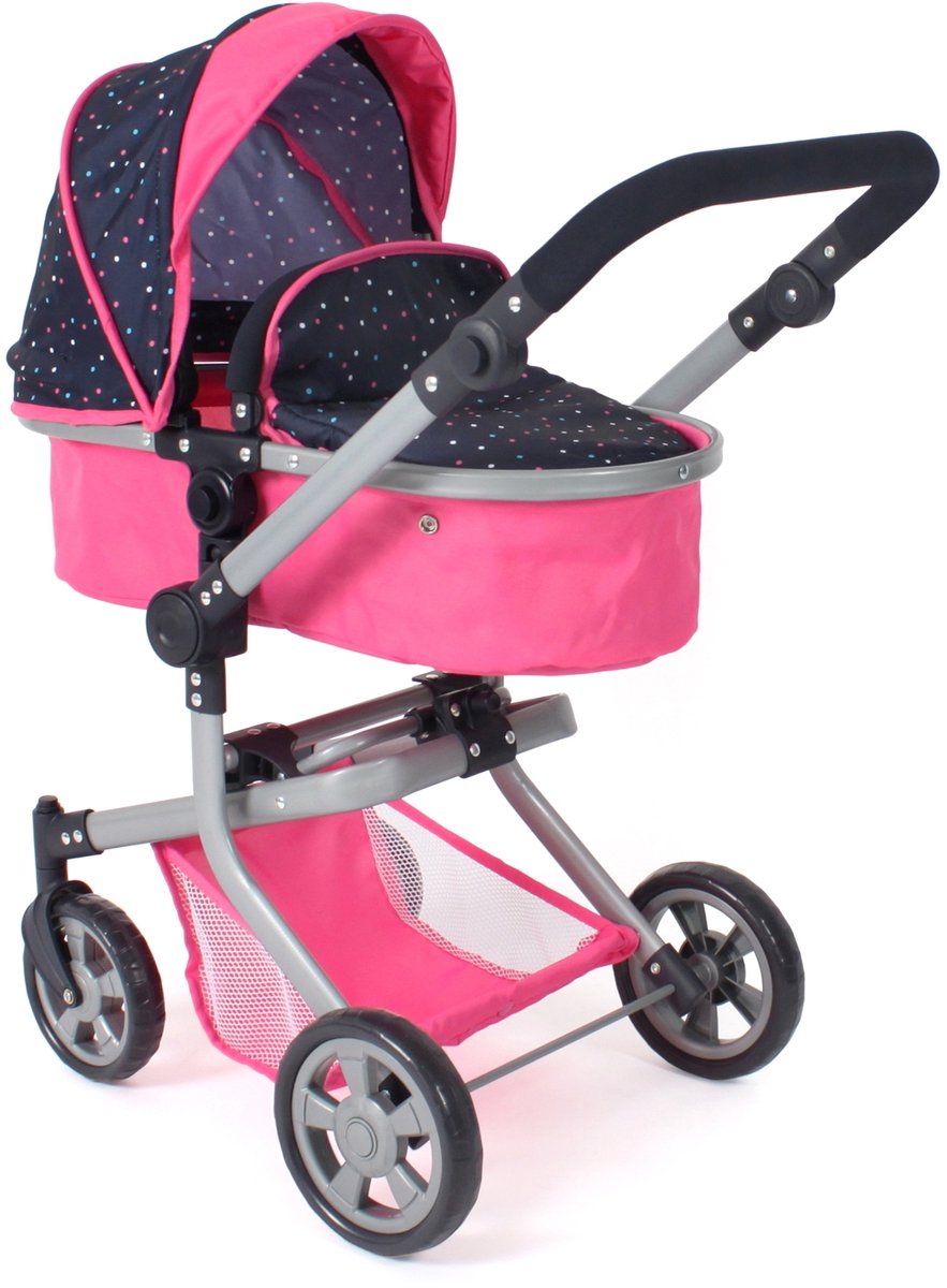 Bayer Chic 2000 poppenwagen Mika roze confetti verstelbaar modern.