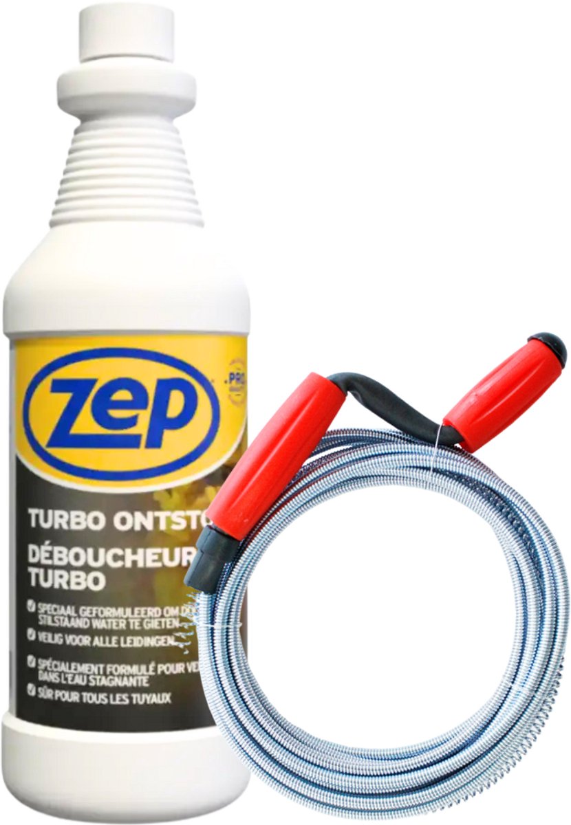 ZEP - Turbo Ontstopper & Reinigingsveer - Afvoerontstopper - Gootsteenontstopper - WC-ontstopper - ontstoppingsveer 5m - Ø 6mm