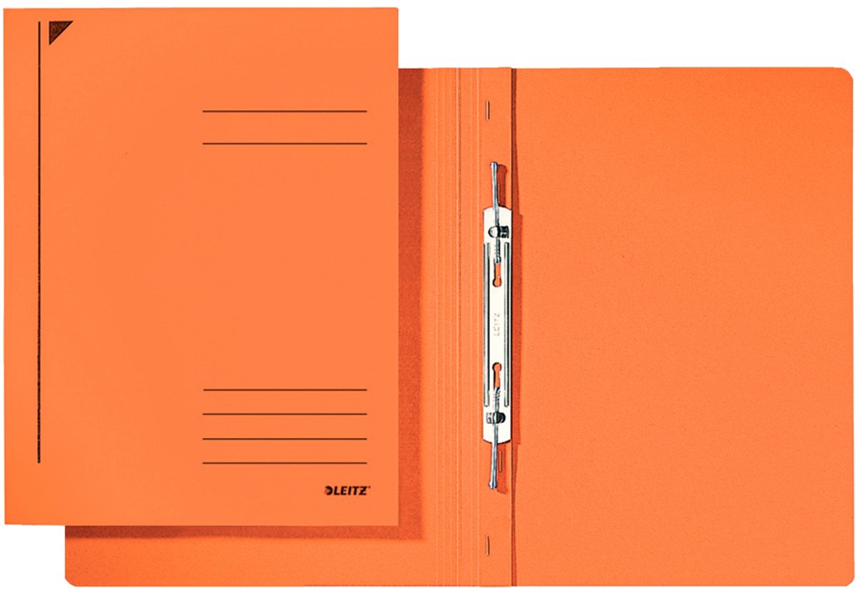 LEITZ Spiralhefter, DIN A4, Colorspankarton, orange 320 g-qm, mit Spiralmechanik 80 mm, mit Beschriftungslinien, - 25 Stück (3040-00-45)