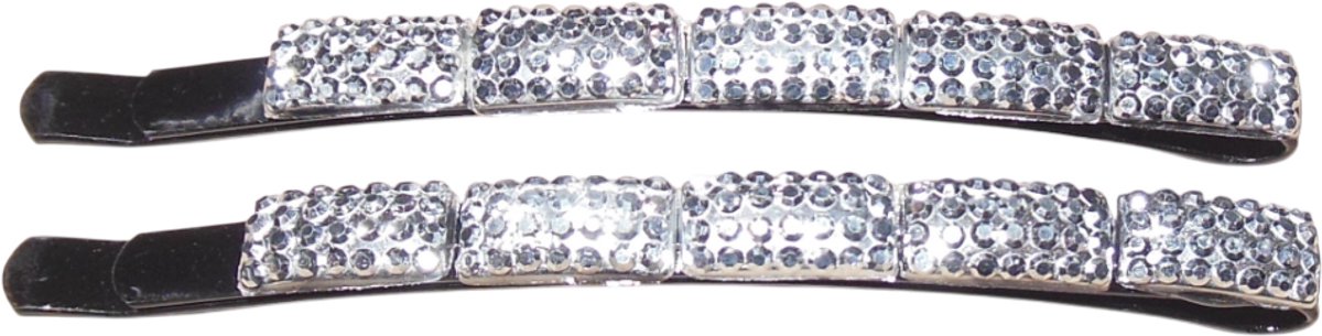 Schuifspelden met strass zilver-zwart