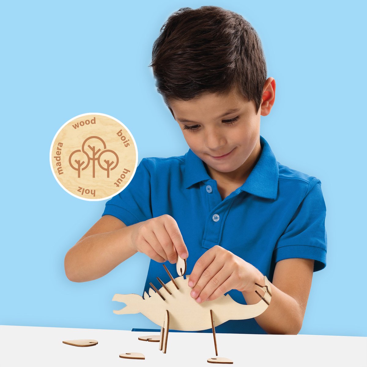 SES Creative Houten Dino Glow in the Dark om te Bouwen en Beschilderen - Voor Jongens vanaf 5 Jaar - Houten Bouwpakket - Schoencadeautjes Sinterklaas — afbeelding 2