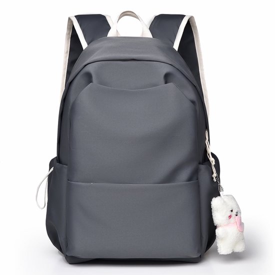 Schooltas-Rugtas - Unisex Laptop Rugzak - School Backpack - Studenten - Scholieren - Waterdicht - Geen accessoires meegeleverd - grijs met accessoire