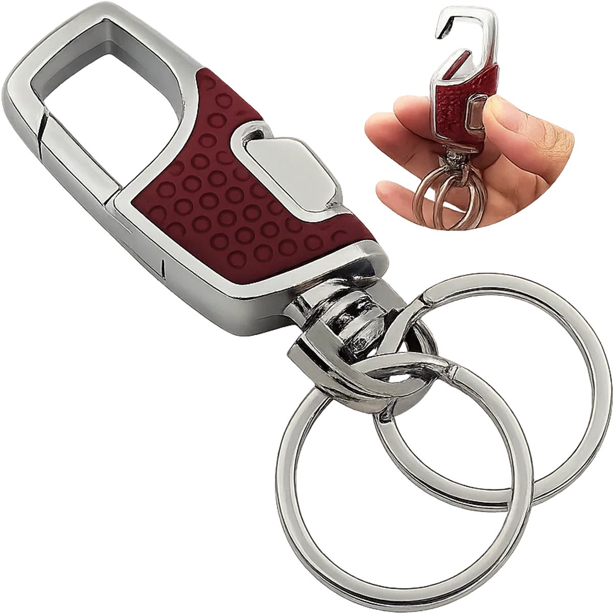 Flesopener als sleutelhanger met 8 functies, bescherming voor de sleutel, afneembaar en multifunctioneel gereedschap van roestvrij staal, inclusief karabijnhaak