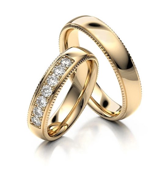 Jonline SET Trouwringen Titanium Gold filled | Vriendschapsringen |Relatie ringen | Set Ringen|