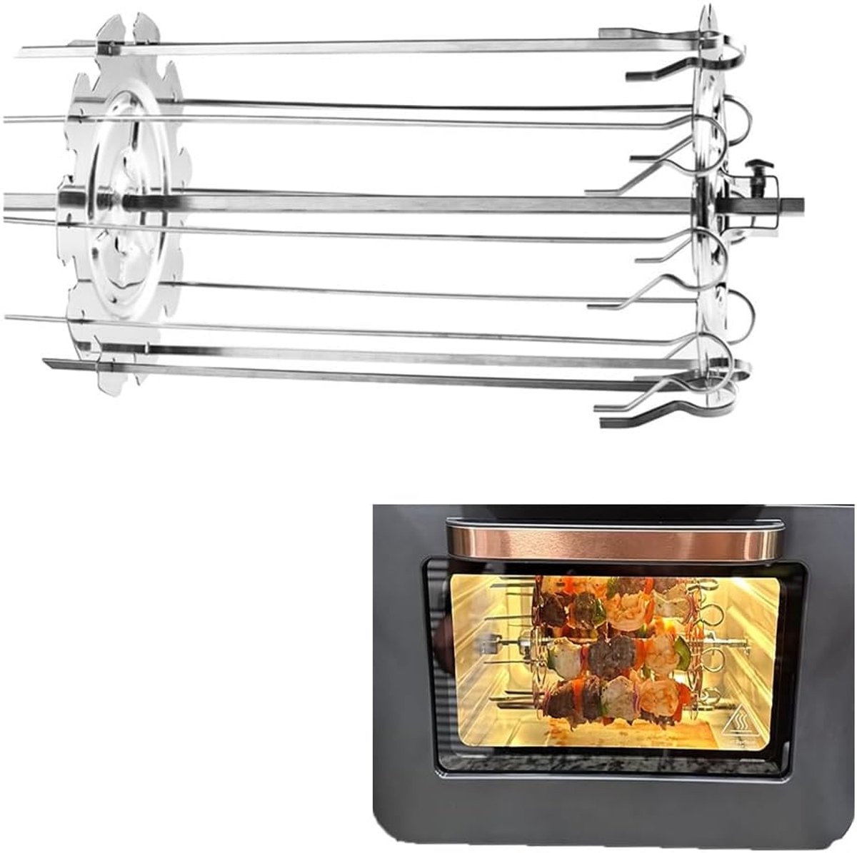 Geschikt voor BBQ Stalen Metalen Braadspiesen Rotisserie Spiesjes Naald Kooi Oven Kebab Maker Grill-Belle's product