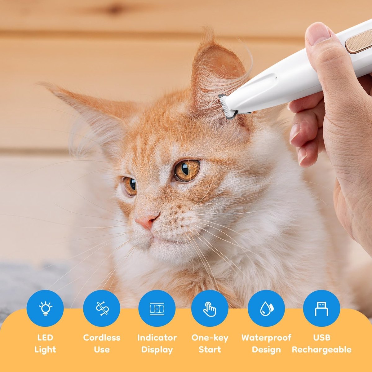 Hondentondeuse - Hondenpoottrimmer met LED-licht - Trimmer - Honden Tondeuse - elektrische hondentrimmer voor poten - Honden Trimset - waterdicht - Poten Trimmer Hond - Hondenverzorging - scheerapparaat voor huisdierenhaar - voor honden en katten — afbeelding 5
