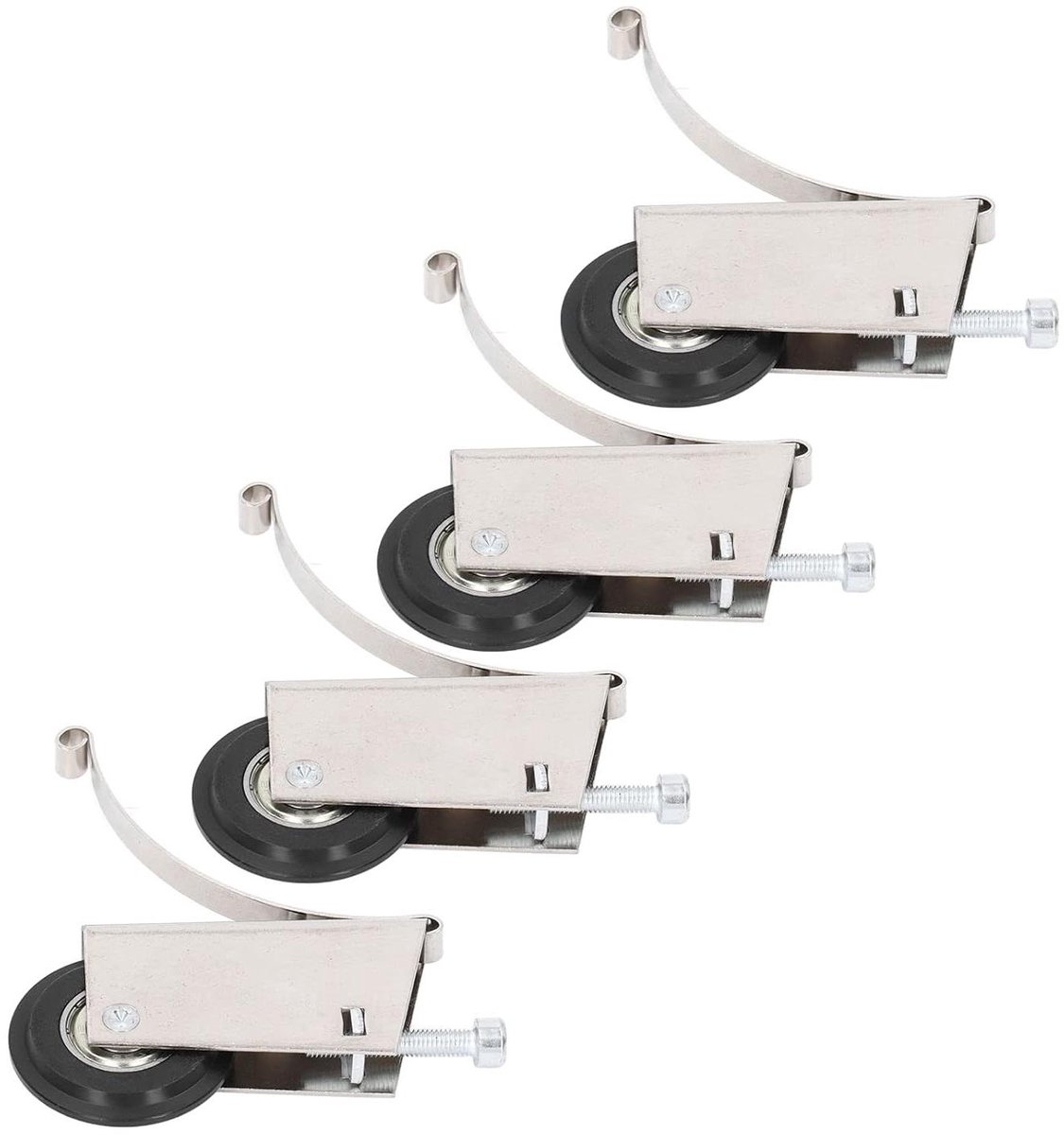 Allecto Premium - Schuifkastdeurbeslag Roestvrijstaal 4-delige Set - Kledingkast en Keukendeur Rollen 40 mm - Mute Vervanging