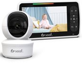 Babyfoon - met Camera en Monitor - Bestuurbaar/kantelbaar - Praatfunctie - 5" Scherm - Wit - van Saaf