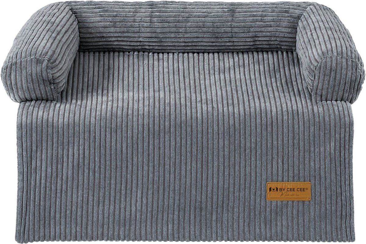 By Cee Cee Origineel Hondendeken Bank – Hondenkleed Bank - Hondenmand - Premium - Volledig Afritsbaar - Ribstof - Donkergrijs - 120x90 - Maat L - Rufus