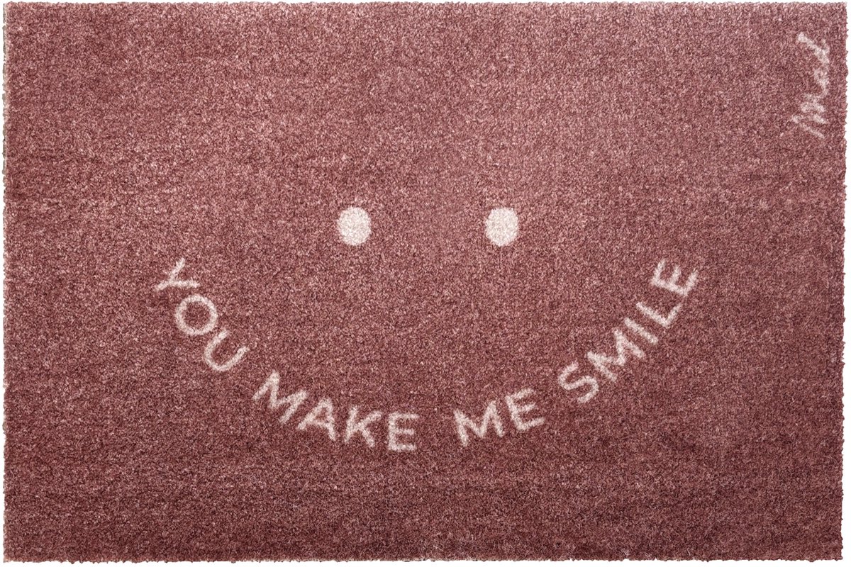 Mad About Mats AVA - SMILE - deurmat - schoonloop/scraper - wasbaar - 50x75cm dusty pink