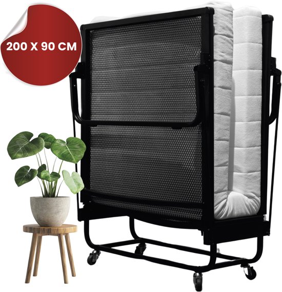 Troonz® Luxe Logeerbed Livorno - Opklapbed - Eenpersoonsbed - incl. Koudschuimmatras - Spiraalbodem