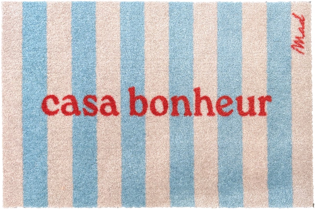 Mad About Mats DANTE - deurmat/badmat - casa bonheur - droogloop/touch - wasbaar - 50x75cm blauw, beige, rood