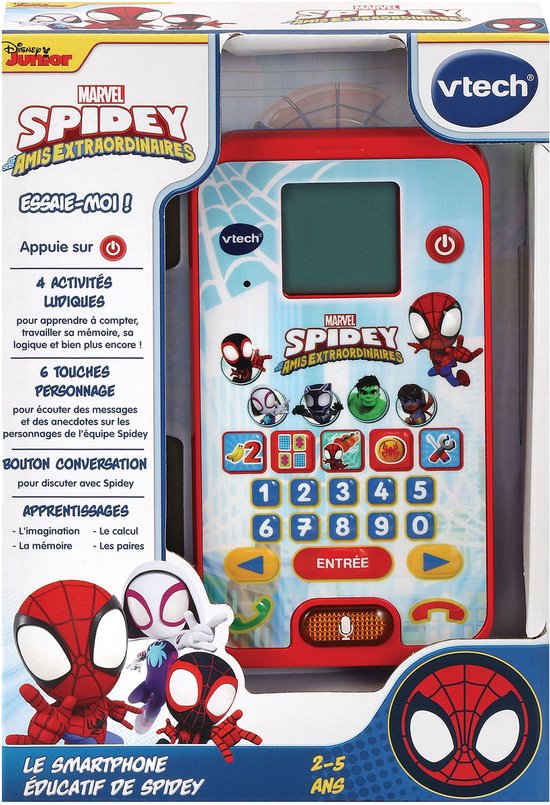 VTech Spidey Smartphone - Educatief Speelgoed - Gadgets voor Kinderen - Maak Kennis met Cijfers, Tellen en Vergelijken - 3 tot 7 Jaar