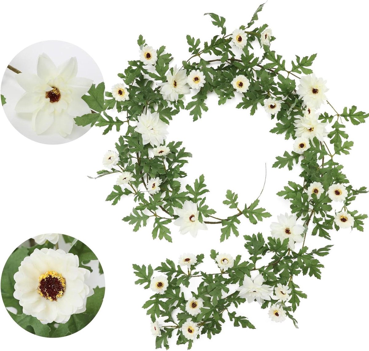 Witte kunstbloem slingers 15 cm - Dahlia kunstmatige slingers voor bruiloft decoratie - Tuin en interieur