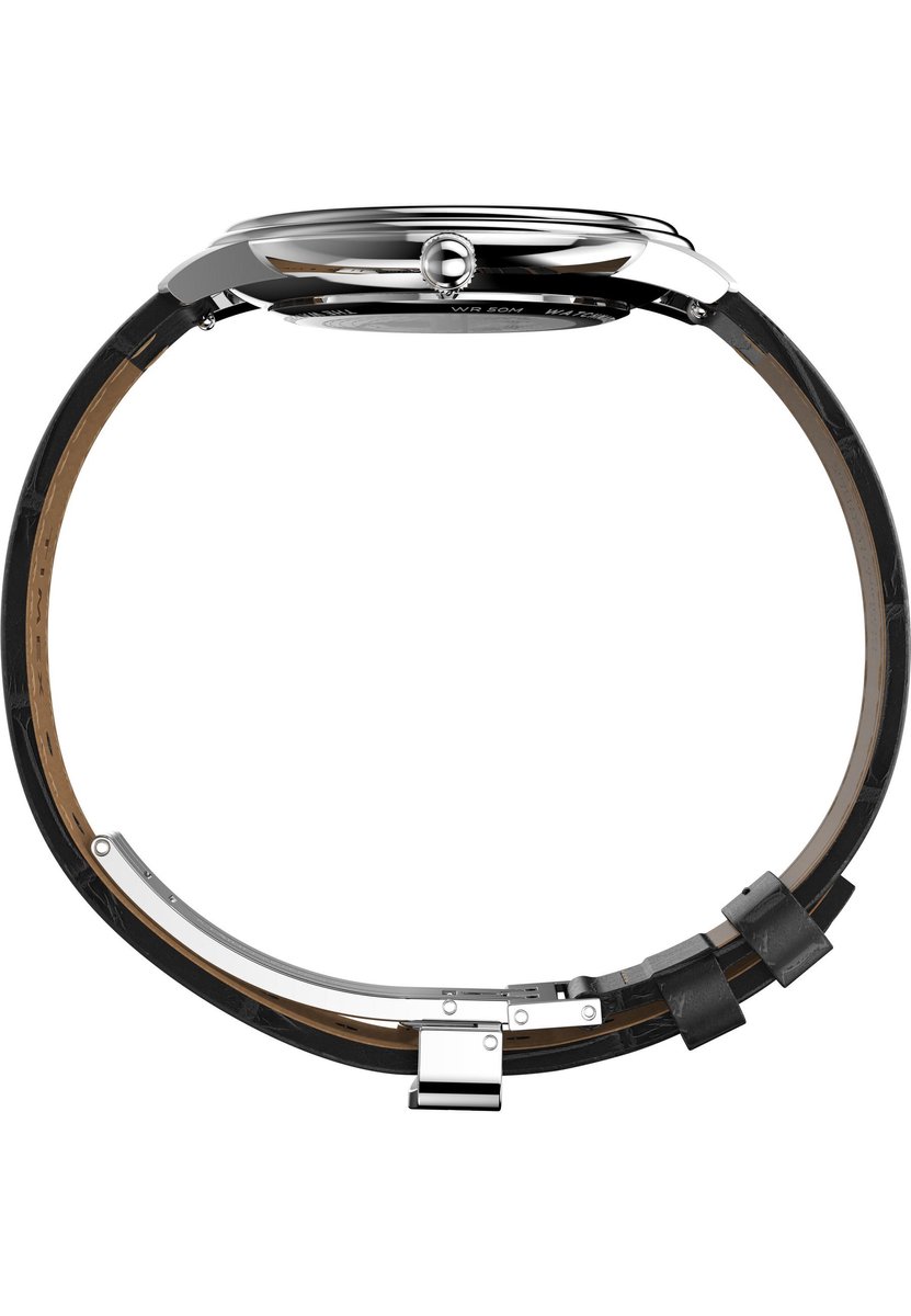 Timex Waterbury Metropolitan Sub-Second Quartz Analoog Horloge Zwart Kast: 100% Roestvrij Staal | Armband: 100%Leer 39 TW2Y23100AJ