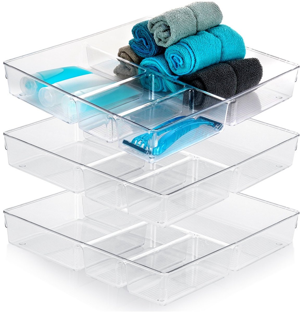 Lade Organizer met Vakken 31x31x5,5 cm 3 stuks - Ladeverdeler - Schuiflade Keukenkast Organizers - Bakjes - Opbergbakjes