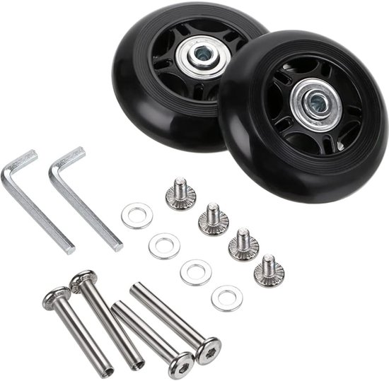 45 mm bagagekoffer wielen, bagagekoffer, vervangende wielenset voor trolleykoffer, reiskoffer (45 mm × 18 mm), Zwart, 45mm × 18mm