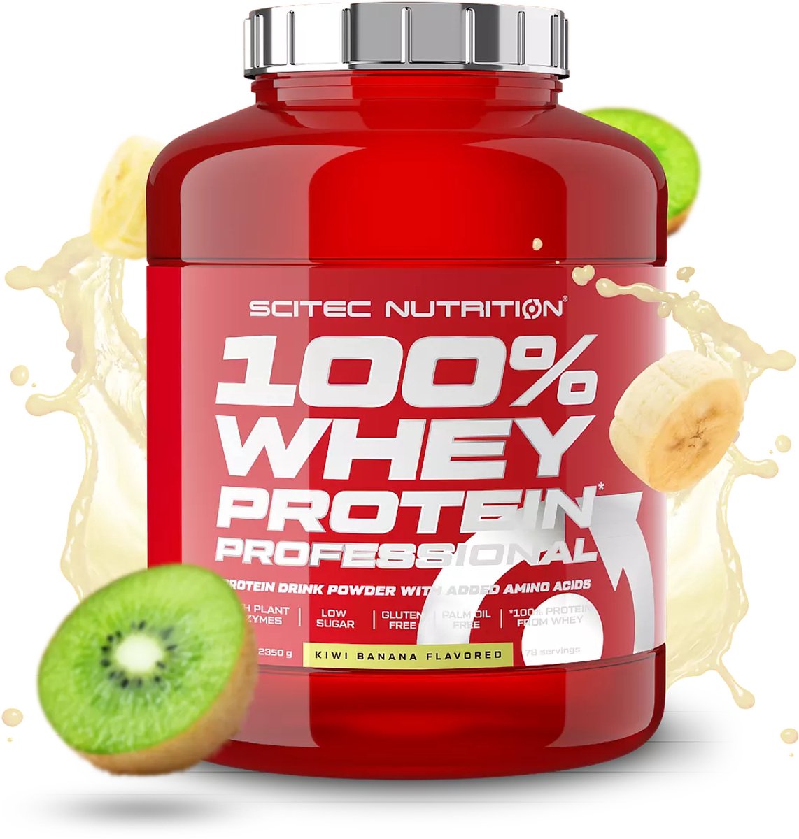 Scitec Nutrition® - 100% Whey Protein Professional (2350 gram - Kiwi/Banana) - Kiwi/Banaan - 78 eiwitshakes - Premium proteine poeder - eiwitpoeder met aminozuren