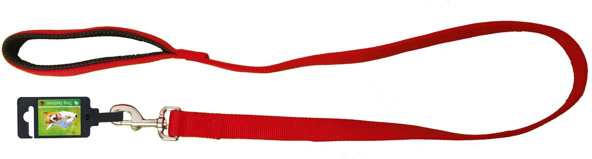 De Boon Dog Fashion - Hondenriem - Nylon met Soft Protection Handvat - Kleur: Rood - Breedte: 2,5 cm - Lengte: 130 cm