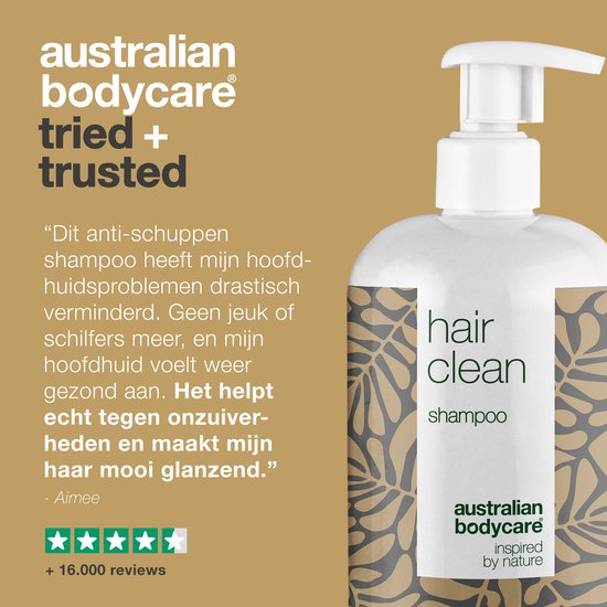 Australian Bodycare Hair Clean Shampoo met Tea Tree Olie 500 ml - Anti-roos shampoo gebaseerd op Tea Tree Olie geschikt voor een jeukende, schilferige, droge en geïrriteerde hoofdhuid - Tegen pukkeltjes en puistjes op de hoofdhuid