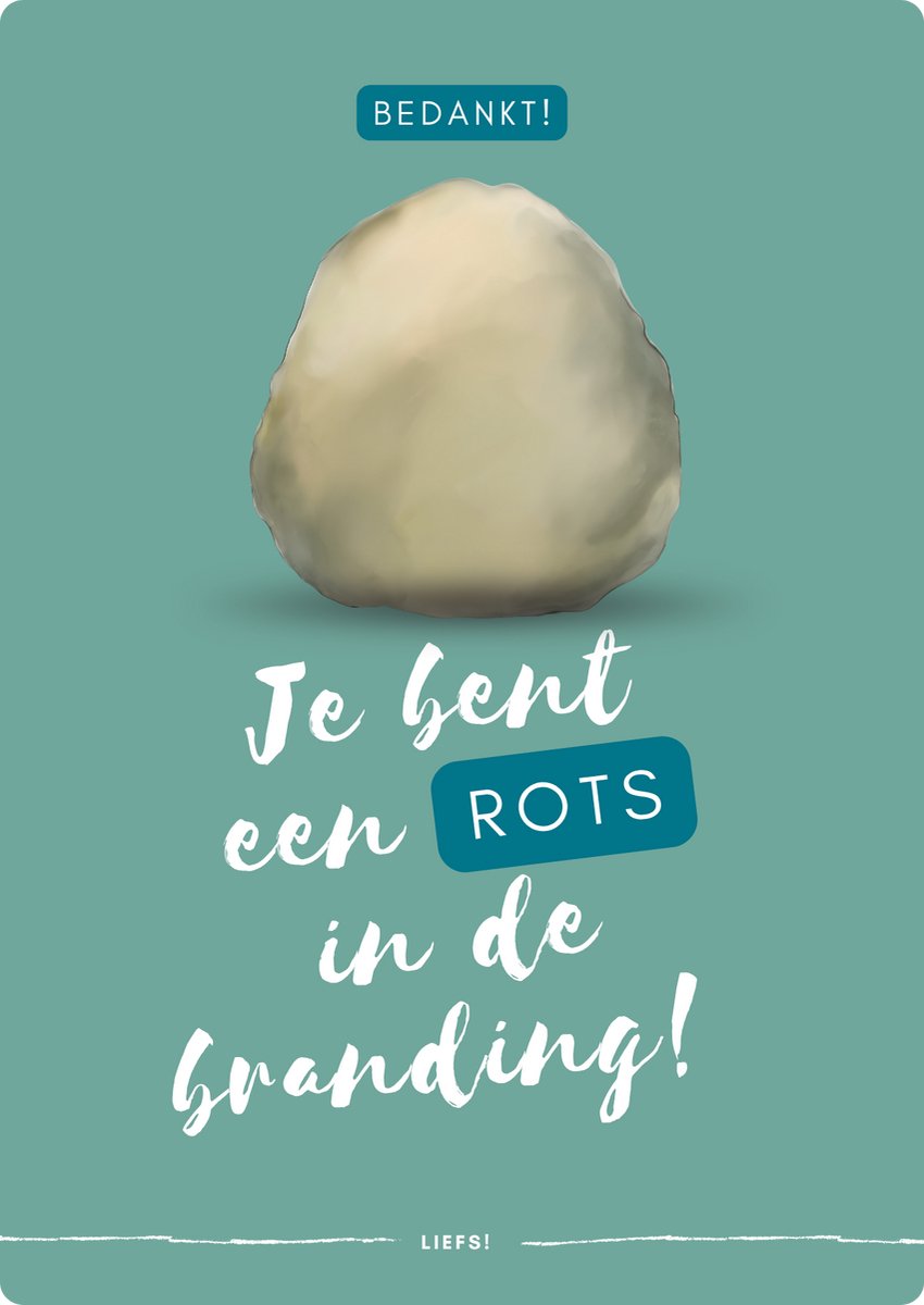 Wenskaart Bedankt met Spreekwoord- “Je bent een rots in de branding” – Wenskaart met spreekwoord - met envelop - Studio Spreekwoord