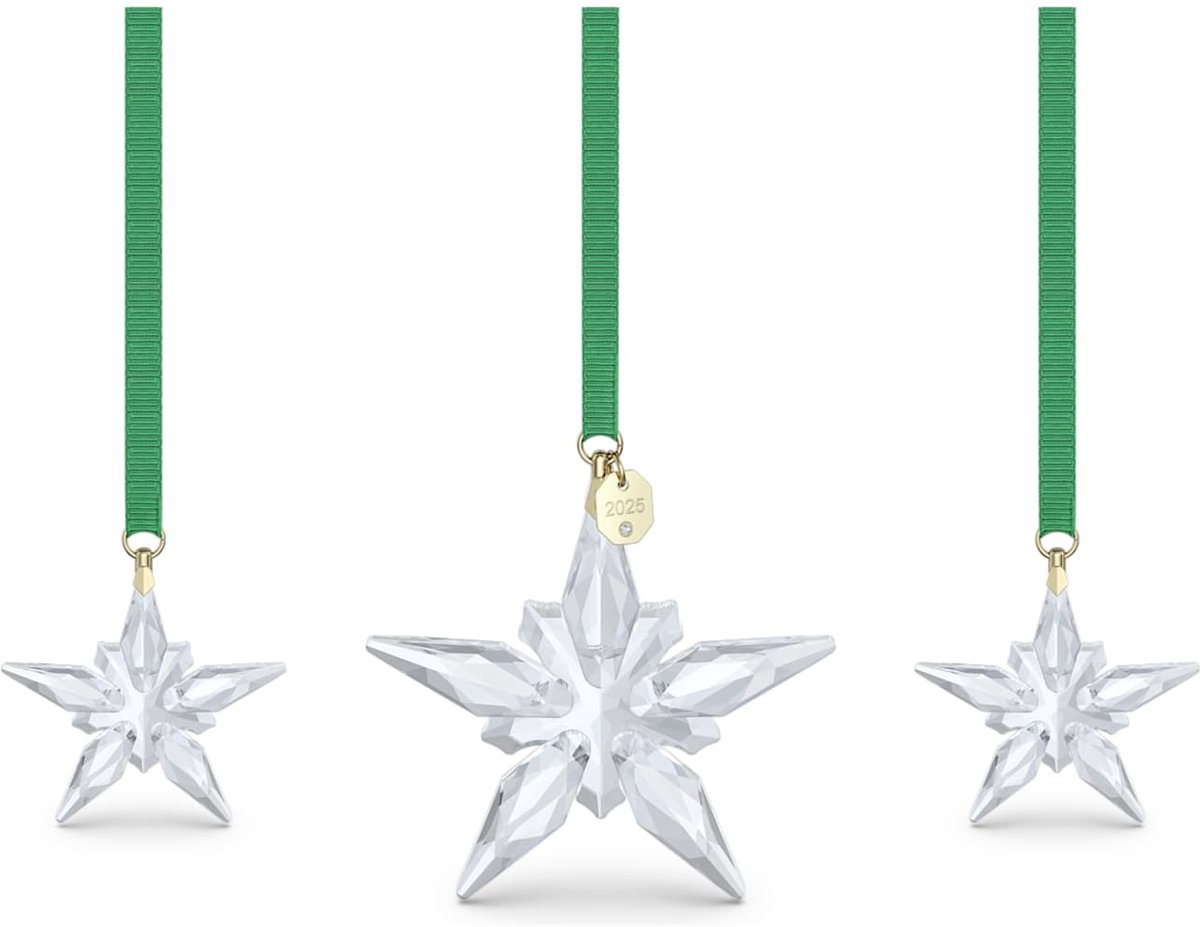 Swarovski beeldjes Annual Edition Ornament Set 2025 5701854 | decoratieobject voor feestdagen | witte sterren aan lint, elegant cadeau
