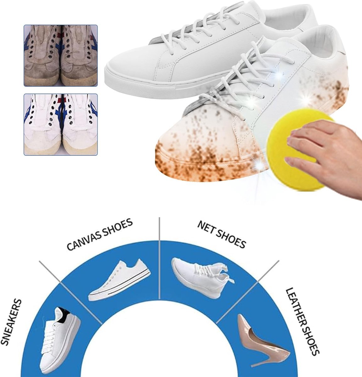 Multifunctionele Reinigingscrème voor Witte Schoenen - Sneakerverzorging, Reiniging