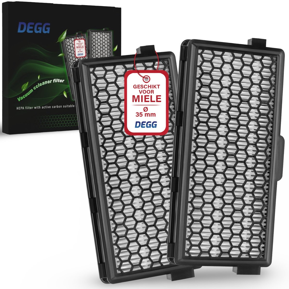 DEGG® – HEPA Filter Geschikt voor Miele Stofzuiger – Vervangt SF-HA 50 – Voor Complete C3, C2, Compact C2, S8, S6, S5 – Premium Kwaliteit – 2 STUK(S)