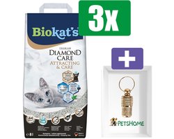 Biokat's Diamond Care attracting&care 8ltr - Kattenbakvulling - 3 Zakken - Inclusief PetsHome Goudkleurige Adreskoker
