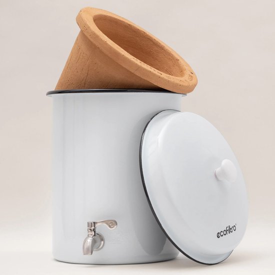 Ecofiltro 5L Wit zijaanzicht met RVS kraantje