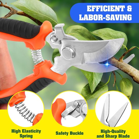 4-pack tuinsnoeischaar, roestvrijstalen tuinsnoeischaar, tuinschaar, snoeigereedschap, snoeischaar (4-pack geel oranje groen) van Merkloos	 — afbeelding 2