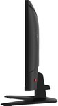 Zijaanzicht van een zwarte MSI gaming monitor met een rode aan/uit-knop.