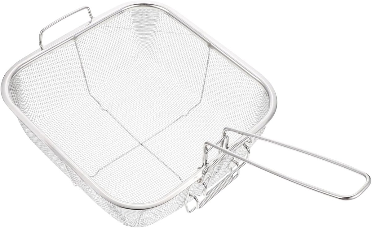 Frituurmand - Filter - Afvoer - Multifunctionele frietmand - Vierkant - 24×24cm - Zilver