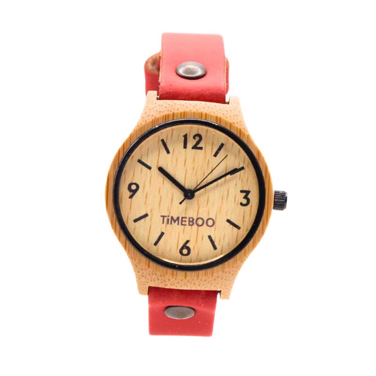 Timeboo horloge Twist | Bamboe houten horloge | dames - leer - Terra - met cijfers