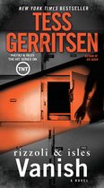 Boekomslag 'Vanish' van Tess Gerritsen. Zwarte letters op oranje achtergrond met forensische kast.