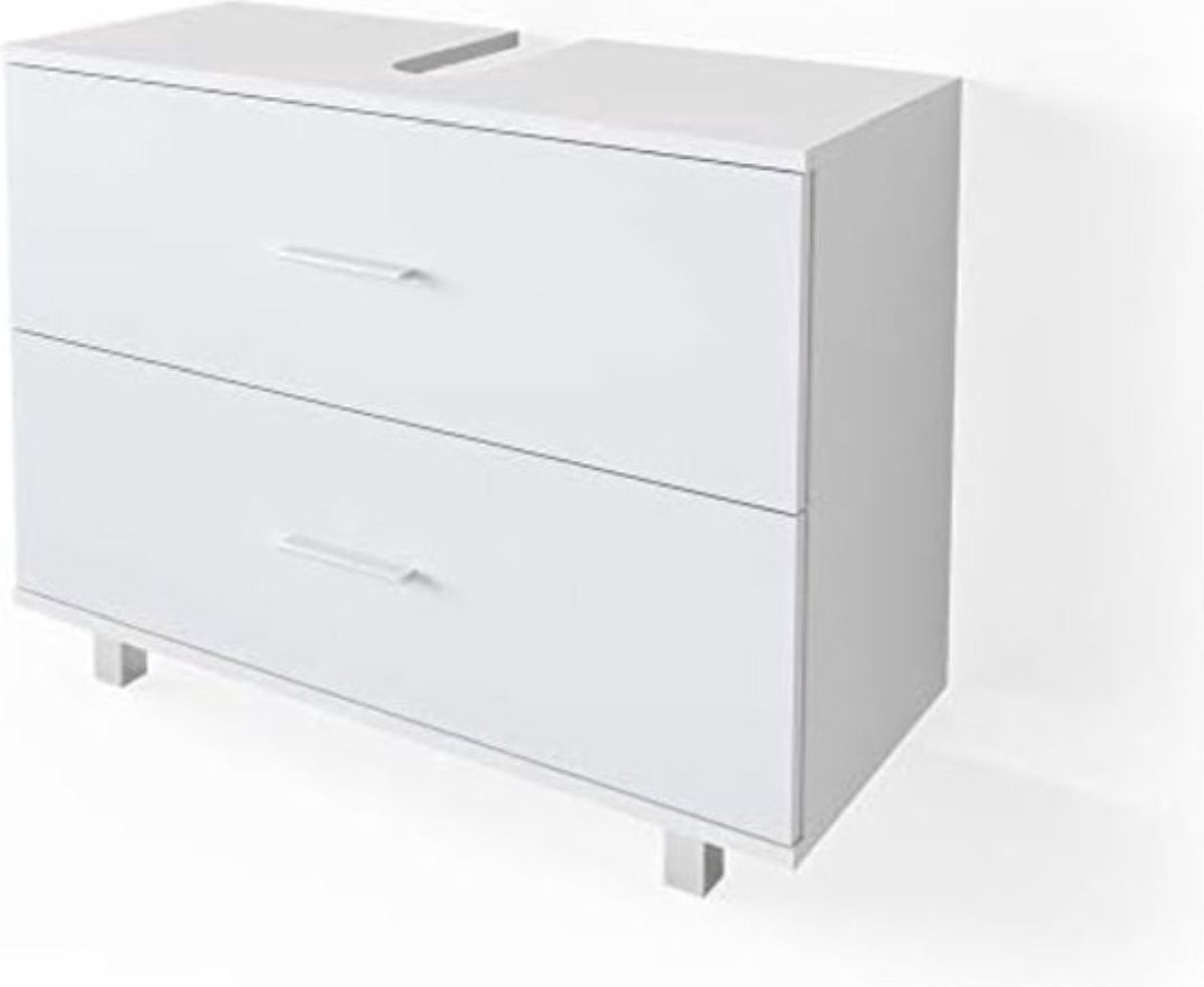 QPFO® Badkamerkast onder wastafel - Wastafel onderkast met uitsparing en lades - Opbergkast badkamer op pootjes - Wit 80x60x33 cm