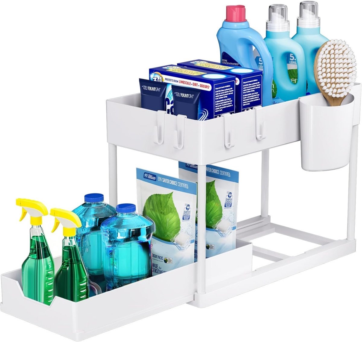 EXCITAT Opbergrek onder de gootsteen - Schuifkastrek met uitneembare lades - Multifunctioneel - Badkamer, Keuken - Wit