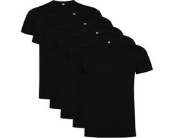 Roly Dogo Premium – Unisex T-shirts – Zwart – 5-pack Mix van Maten S t/m 2XL – 165 gr Katoen – Hoogwaardige Shirts voor Bedrukking & Personaliseerbaar