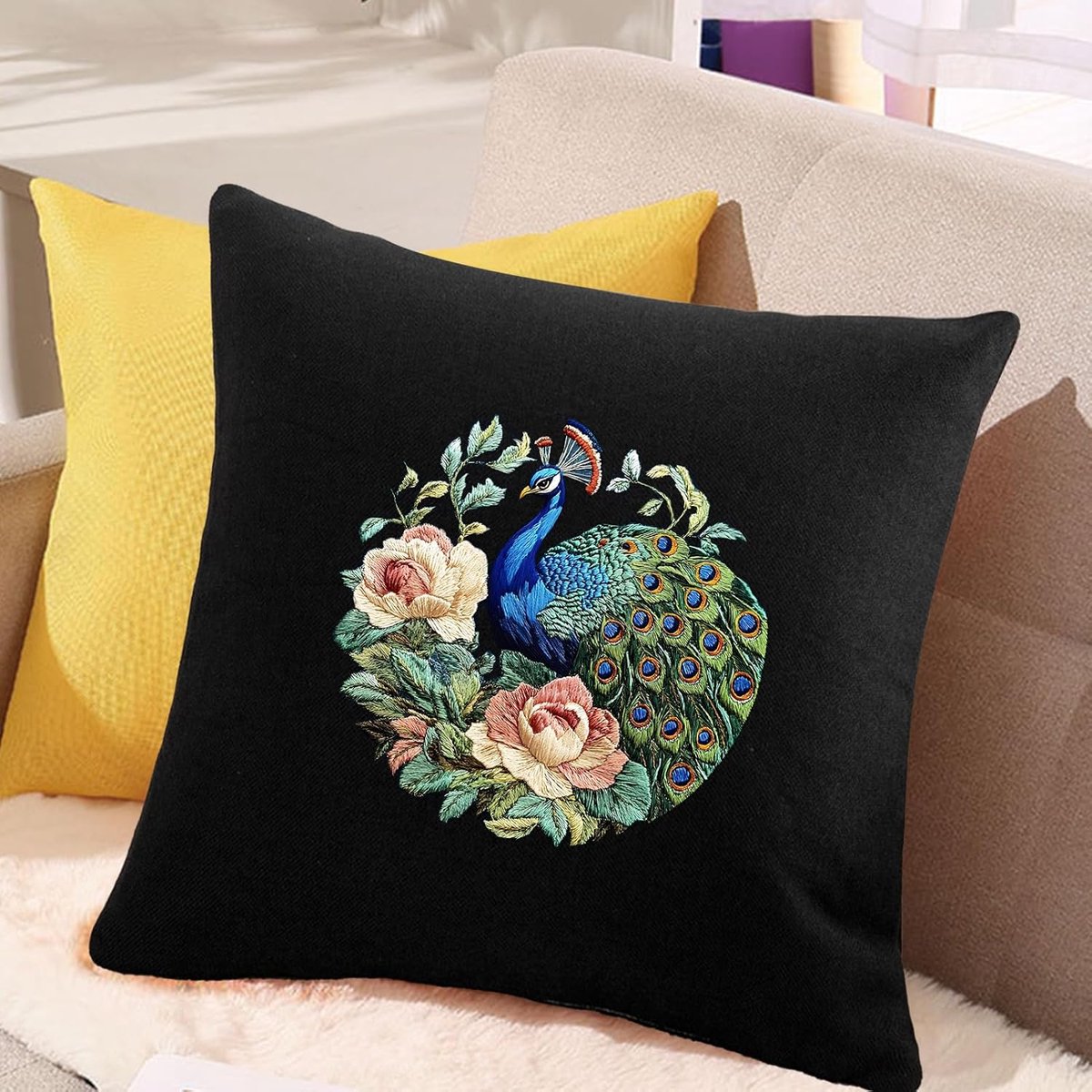 BOTC Borduurpakket - Borduurpakket van 4 - Borduurpakketten voor Volwassenen-Hobby en Creatief - Borduren - Peacock Color Stamped — afbeelding 2