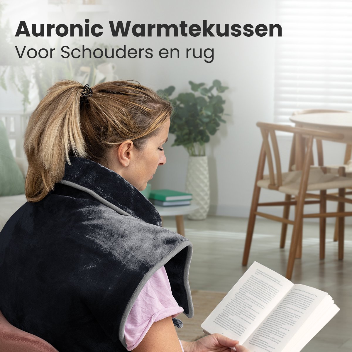 Auronic Warmtekussen - Elektrisch deken voor Nek, Schouders en Rug - Wasbaar - Energiezuinig - Verwarmingsdeken - Zwart – foto 2