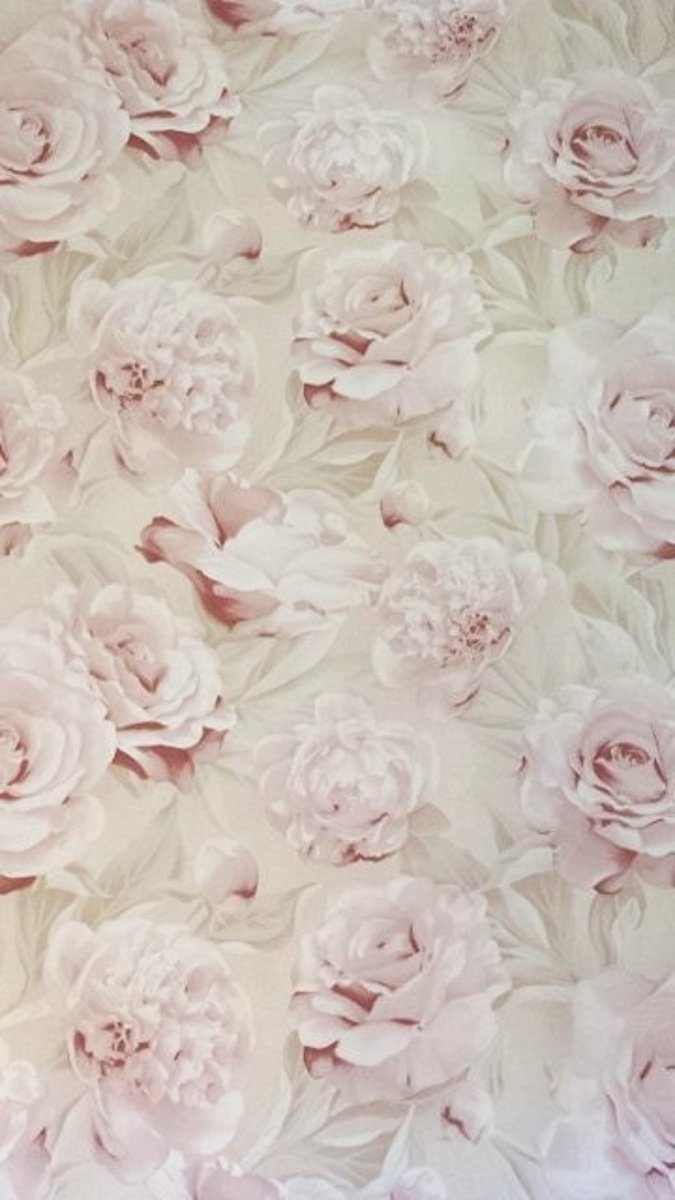 Rozen vliesbehang pasteltinten rose wit creme breed behang