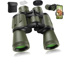 PolkaHome® Verrekijker 10x50 voor Volwassenen – HD Compact Fernglas met BAK4 Prisma & FMC Lens, Grote Oculairen & Nachtzicht bij Weinig Licht – verrekijkers, binoculars Ideaal voor Vogelspotten, Jagen, Reizen & Outdoor