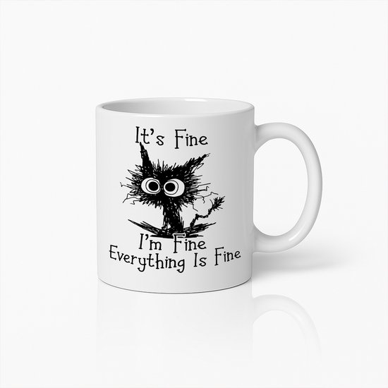 Grappige ‘Het is Goed, Ik Ben Goed’ Koffiemok – Uniek Kattenontwerp – Perfect Cadeau voor Kattenliefhebbers en Humor Fans