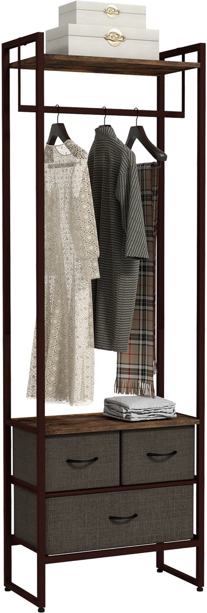 HOMCOM-Halboom-58,5x30x178cm-Staal-Bruin