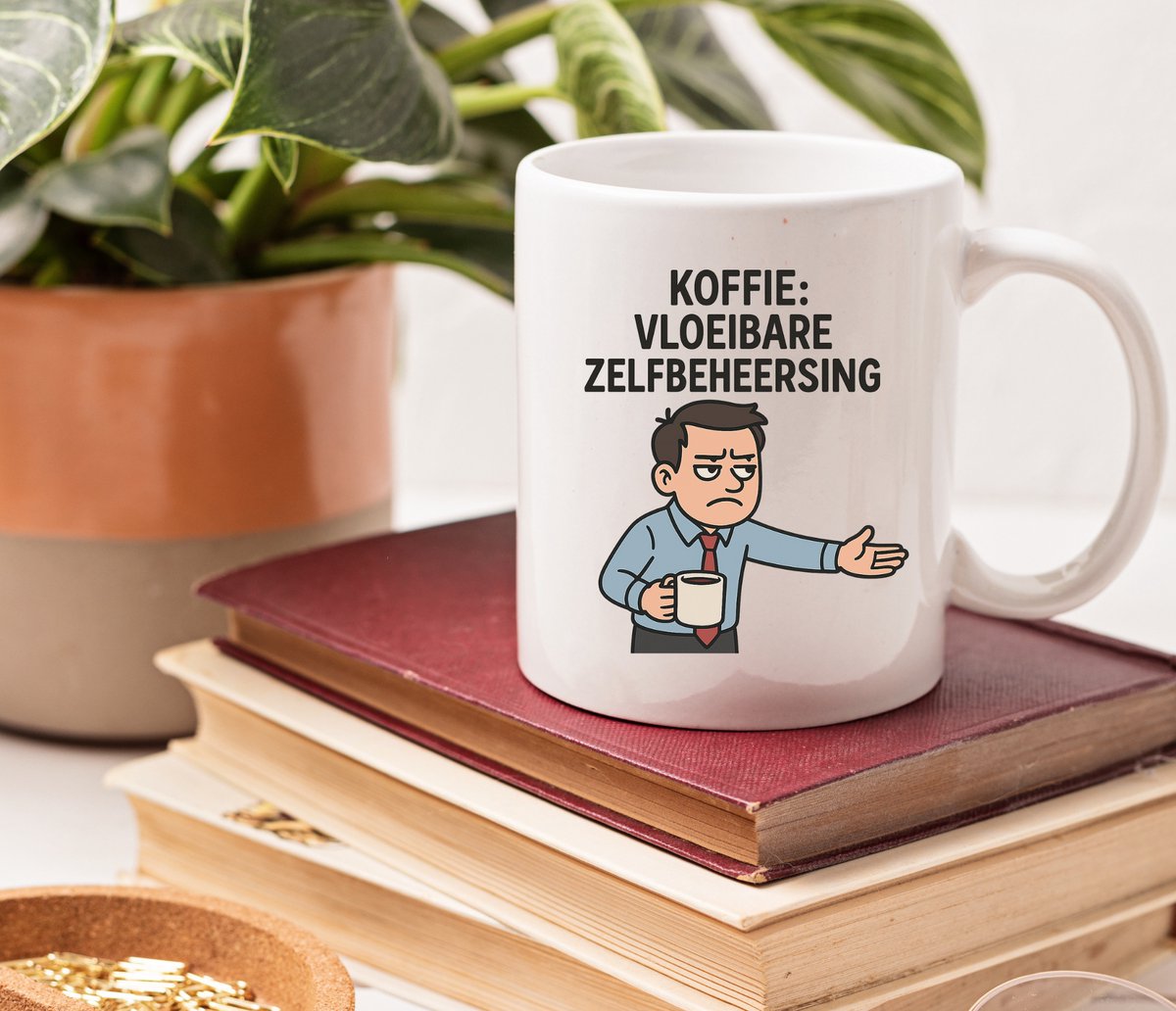 Zelfbeheersing - Koffie - Inspirerende Mok - Positiviteit Cadeau - Koffiemok - Thee Mug - Kantoor - Grappig - Cadeau - Collega - Humoristische Mok