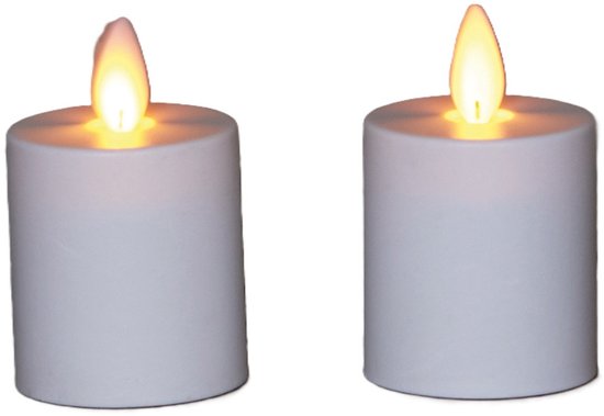 Anna's Collection LED kaarsen - 2x - wit - H8 cm - bewegende vlam - batterijkaarsen - waxinelichtjes - theekaarsen