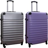 Travelerz kofferset 2 delig ABS groot - met cijferslot - 95 liter - zilver - lila