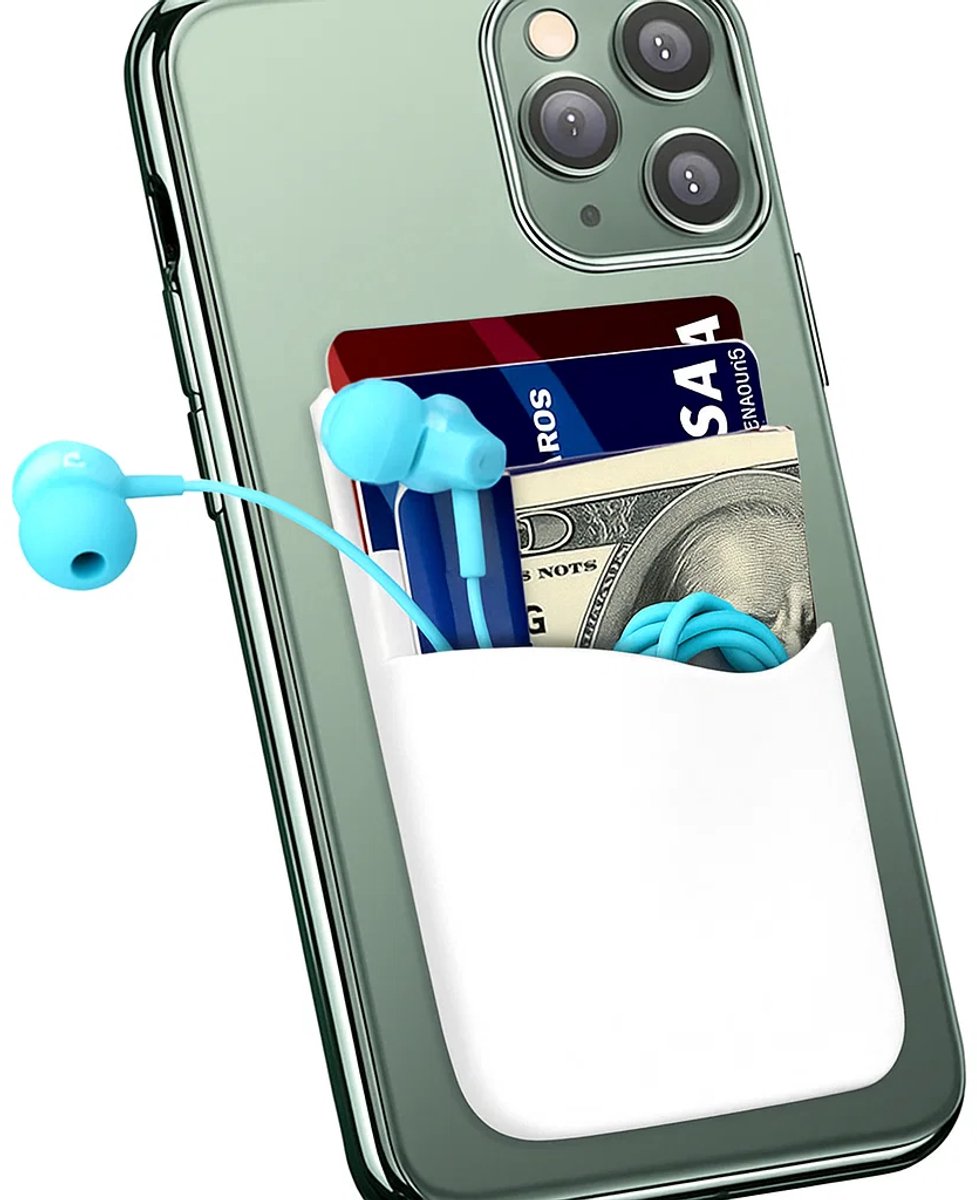 Pasjeshouder Voor Smartphone I Creditcardhouder I Kaarthouder I Opplakbare Pasjeshouder I Rekbaar I 2 Vakken I 4 Pasjes I Wit